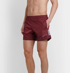 Off-White - Mid-Length Logo-Print Shell Swim Shorts - Burgundy