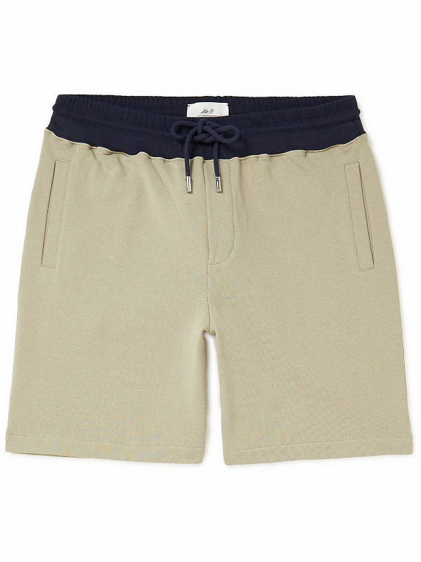 Photo: Mr P. - Straight-Leg Colour-Block Cotton-Jersey Drawstring Shorts - Neutrals