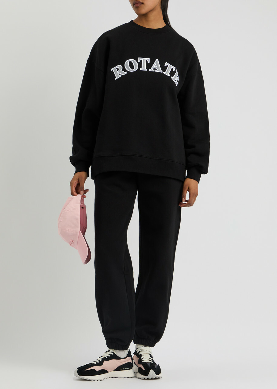 Rotate Sunday Logo-embroidered Cotton Sweatshirt Black
