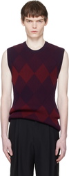 Dries Van Noten Red & Purple Argyle Sweater Vest
