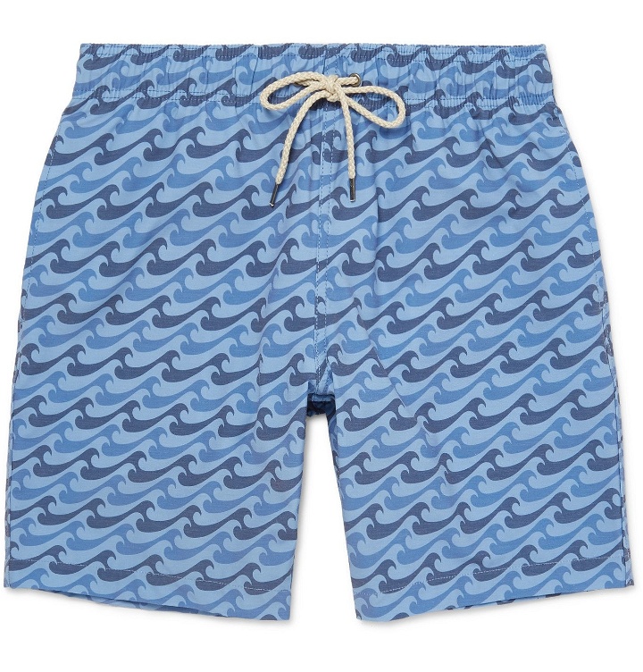 Photo: Faherty - Beacon Long-Length Printed Swim Shorts - Blue
