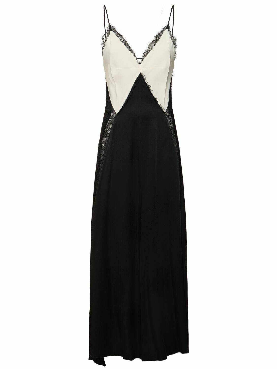 VICTORIA BECKHAM Cami Crepe Satin Long Dress with Lace Victoria Beckham VICTORIA BECKHAM Cami Crepe Satin Long Dress with Lace Victoria Beckham