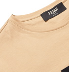 Fendi - Slim-Fit Logo-Appliquéd Cotton-Jersey T-Shirt - Neutrals