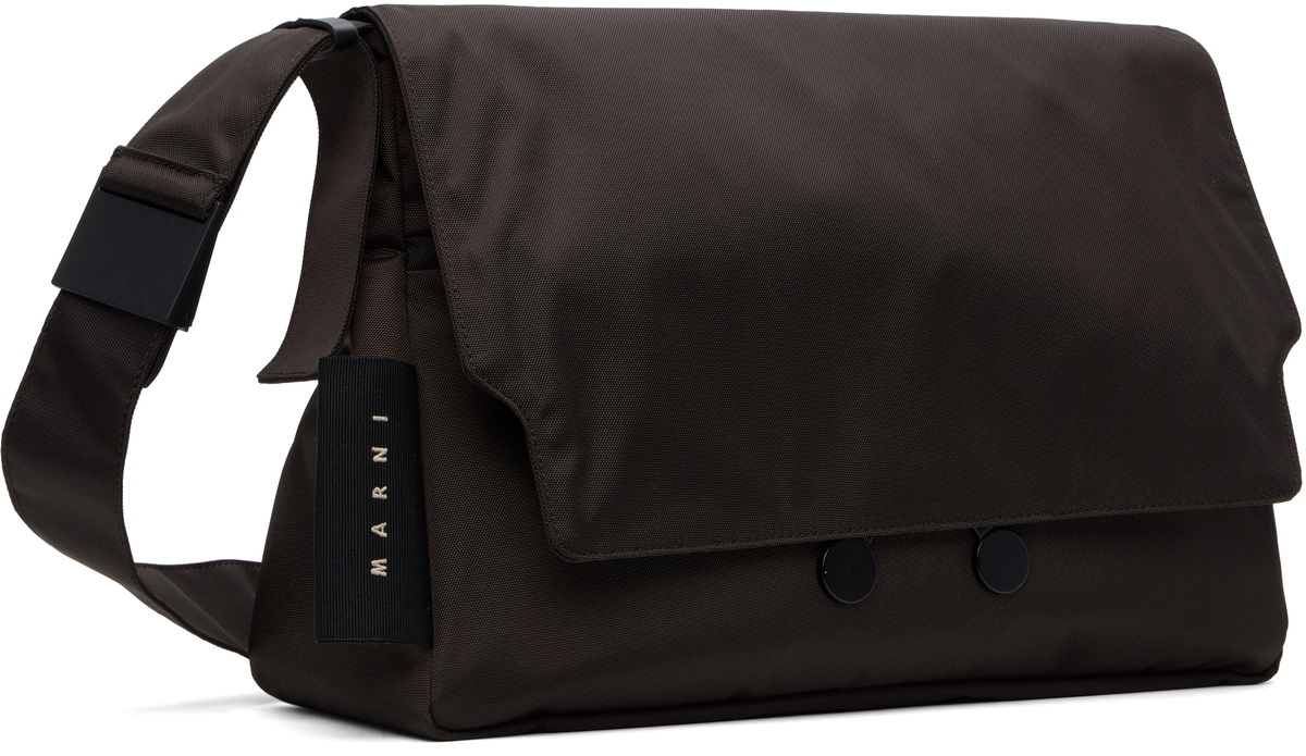 Marni Brown Cordura Cityscape Crossbody Bag