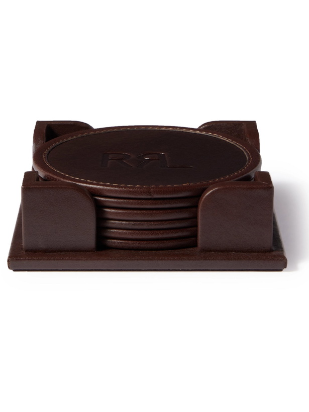 Photo: RRL - Set of Six Logo-Debossed Leather Coaster Set - Brown