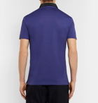 Lanvin - Slim-Fit Satin-Trimmed Cotton-Piqué Polo Shirt - Men - Purple