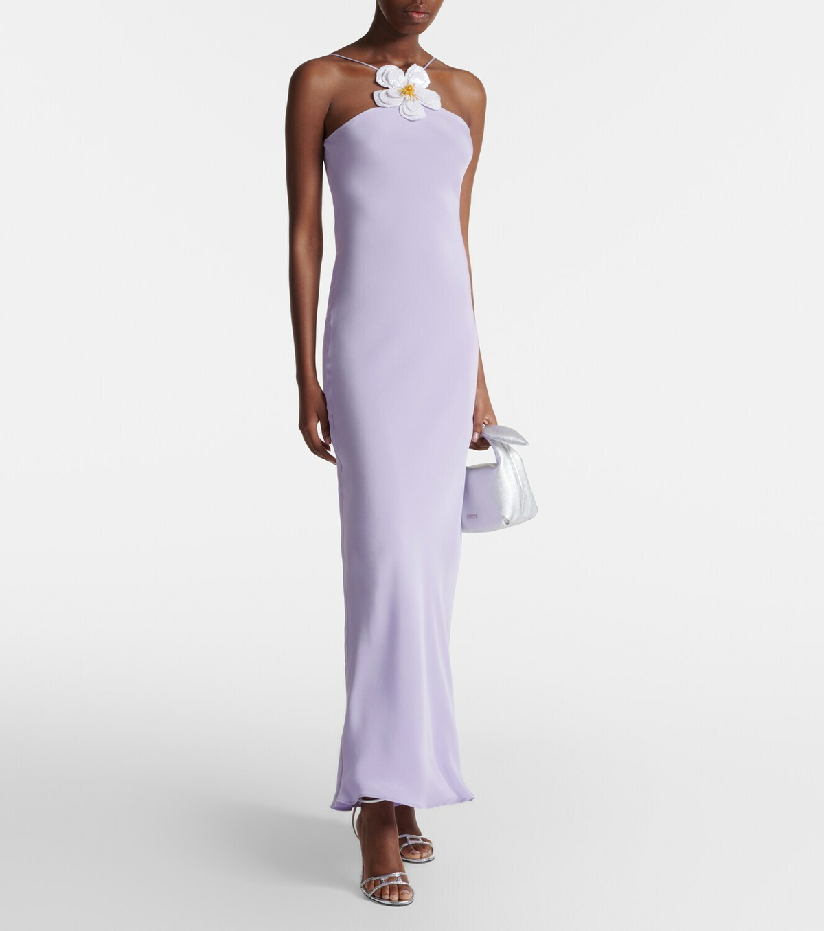 Rodarte Floral-appliqué silk crêpe maxi dress