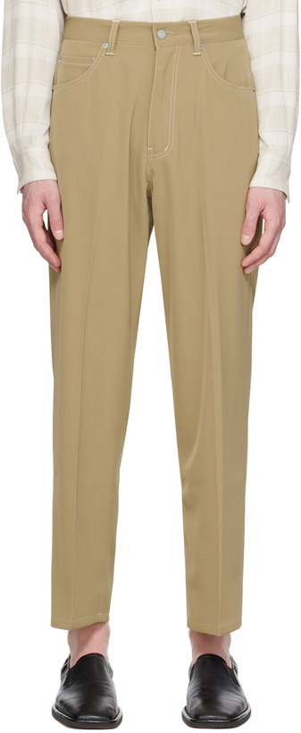 Photo: YOKE Beige 5-Pocket Trousers