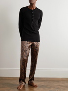 TOM FORD - Logo-Appliquéd Animal-Printed Velvet-Trimmed Silk-Blend Pyjama Trousers - Brown