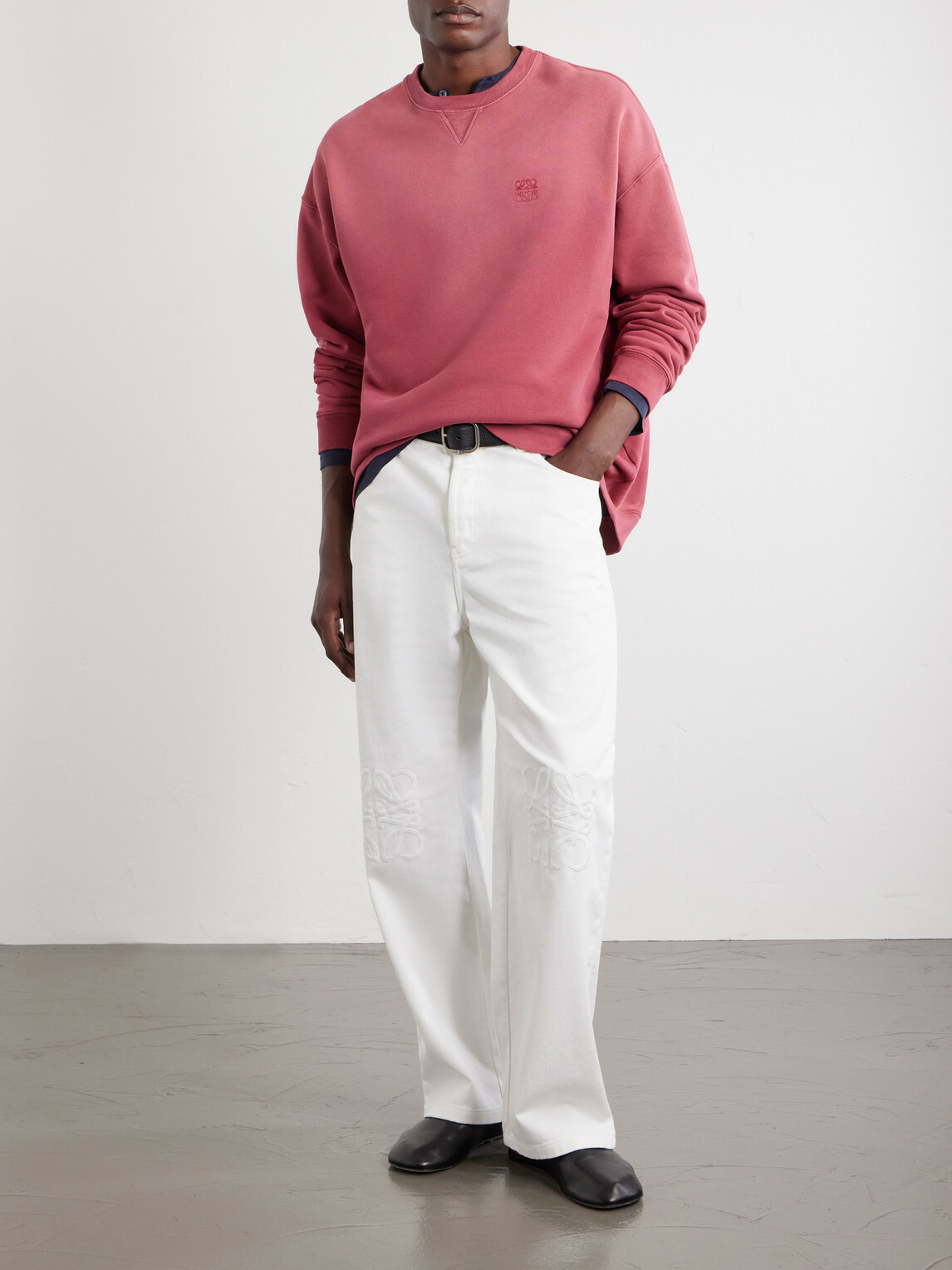 LOEWE - Anagram-Embroidered Cotton-Jersey Sweatshirt - Red