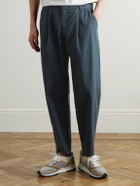 Folk - Assembly Straight-Leg Pleated Striped Cotton Suit Trousers - Blue