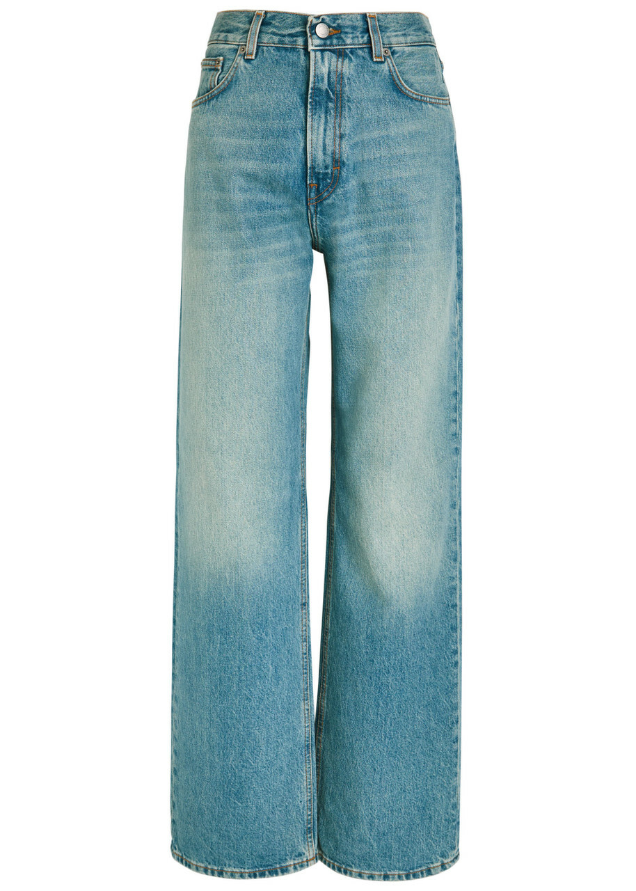 Haikure Korea Straight-leg Jeans Blue
