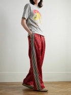 KAPITAL - Wide-Leg Striped Webbing-Trimmed Bandana-Print Tech-Jersey Track Pants - Red