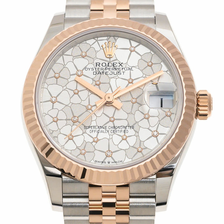 Photo: Rolex Datejust 31 Silver Floral Motif Diamond Dial Ladies Jubilee Watch M278271-0032