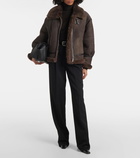 Nour Hammour Portia shearling-trimmed suede biker jacket