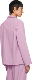 Tekla Purple Poplin Long-Sleeved Pyjama Shirt