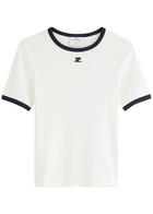 Courrèges Logo-embroidered Cotton T-shirt White
