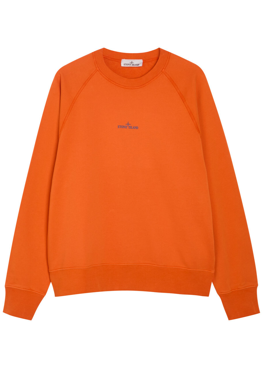 Stone Island Printed Cotton Sweatshirt Orange