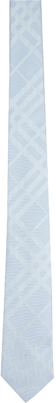 Photo: Burberry Blue Silk Check Monogram Modern Cut Tie
