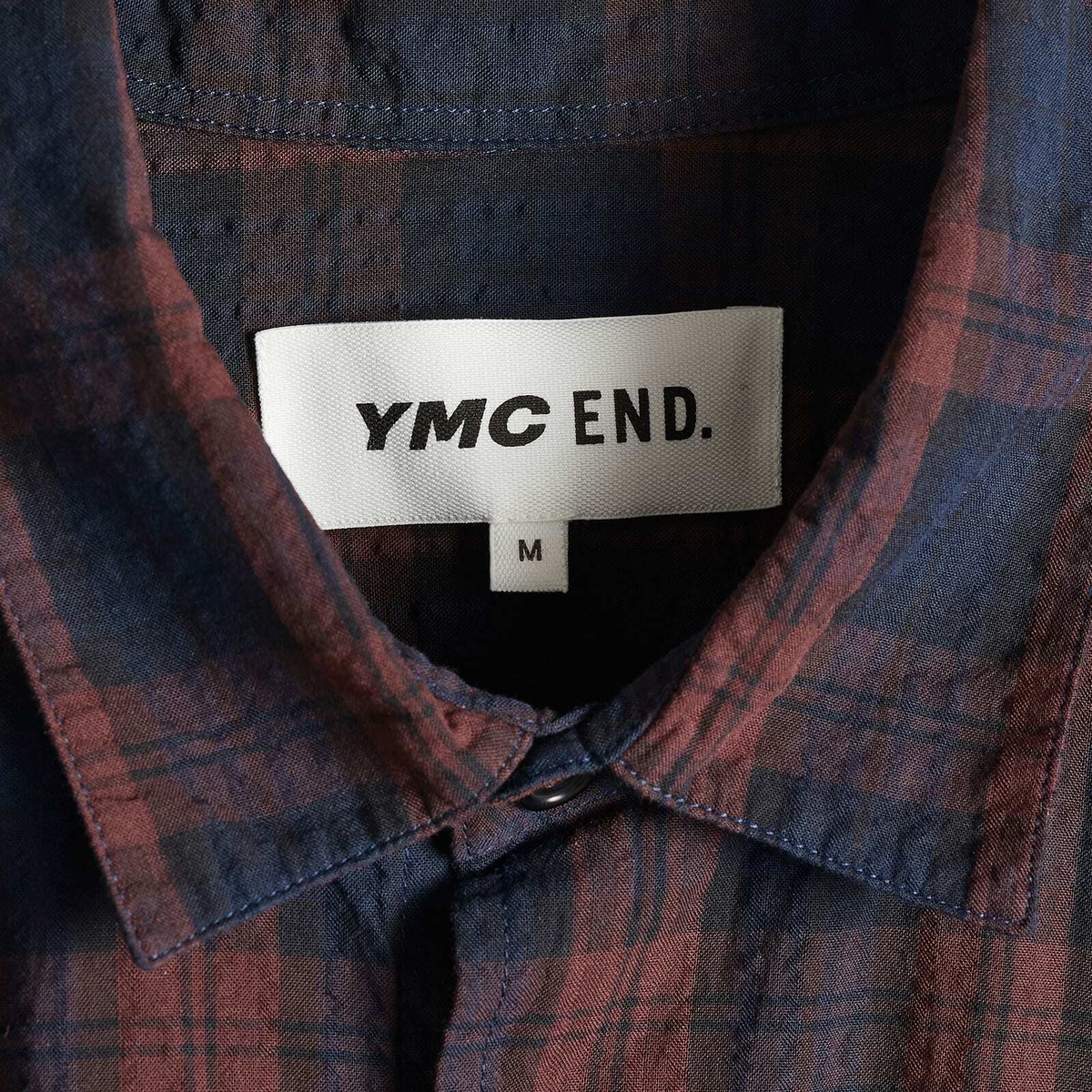 END. x YMC Curtis Shirt Shadow Plaid in Plum/Black Plaid