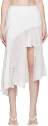 Pushbutton White Lace Trim Mermaid Midi Skirt