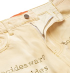 WHO DECIDES WAR by Ev Bravado - Slim-Fit Distressed Embellished Embroidered Denim Jeans - Neutrals