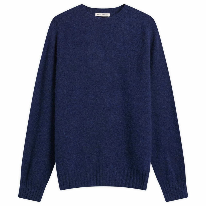 Photo: YMC Men's Suedehead Crew Neck Jumper in Blue