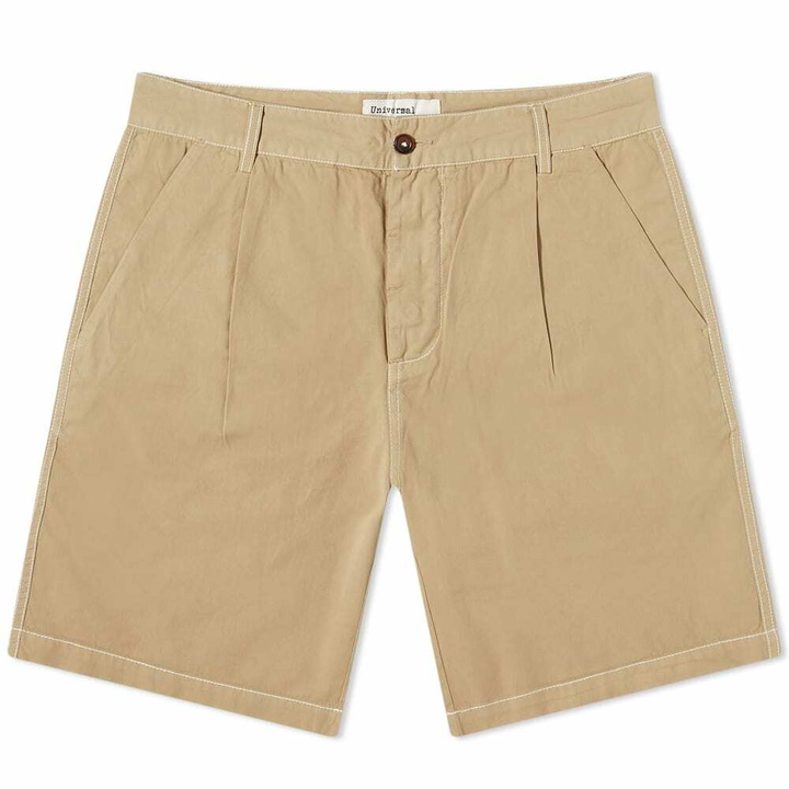 Photo: Universal Works Men's Fine Twill Walk Short in Tan