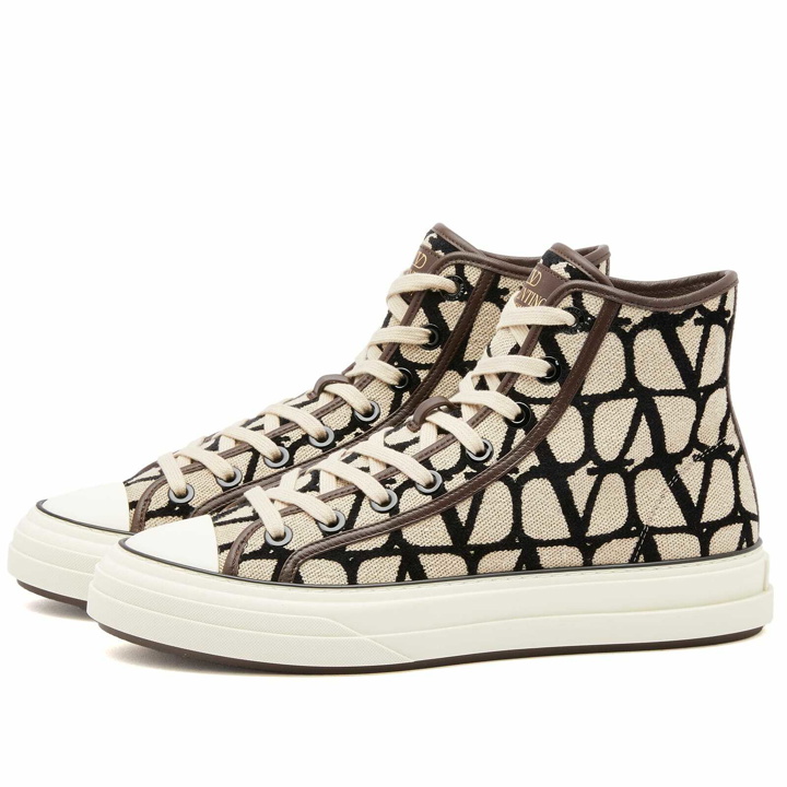 Photo: Valentino Men's Icon High Top Sneakers in Brown