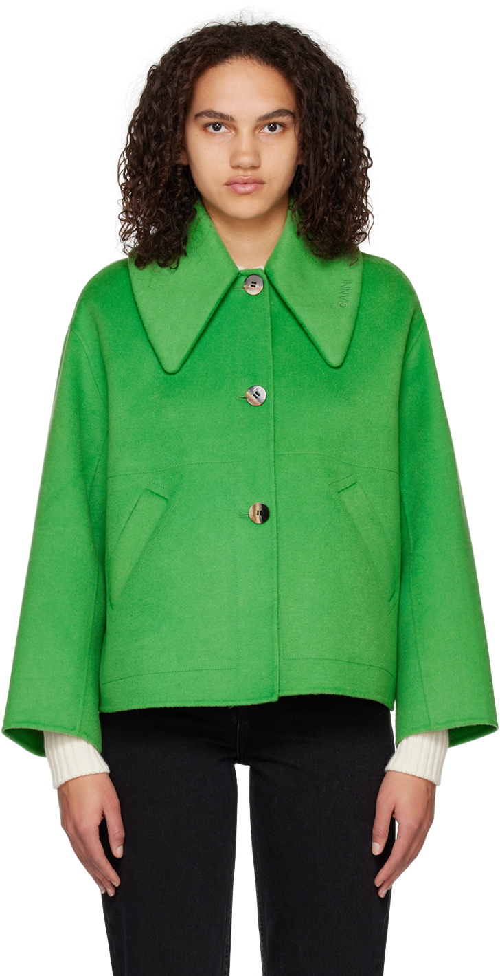 Ganni hot sale green coat