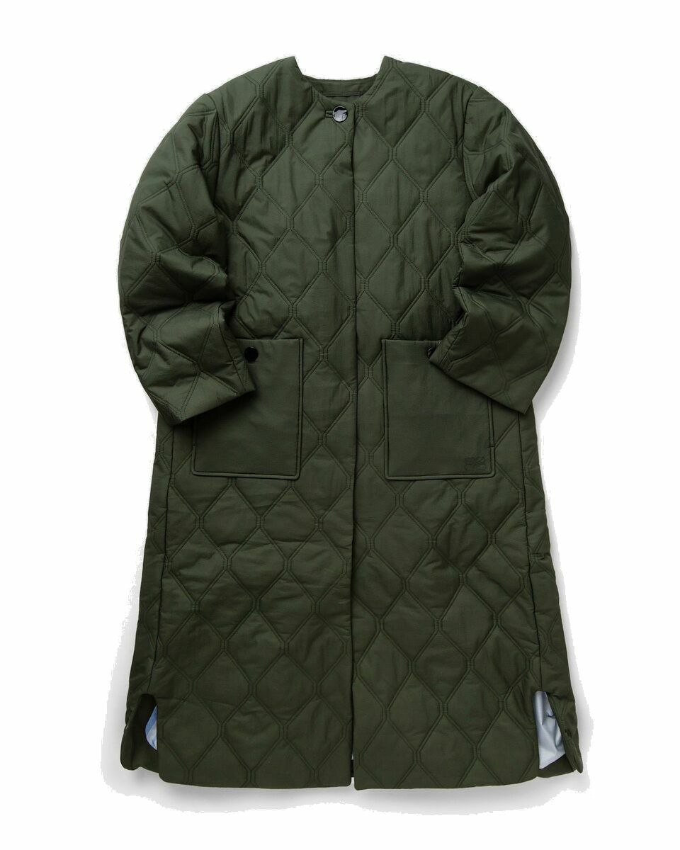 Photo: Ganni Quilt Long Coat Green - Womens - Coats