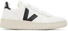 VEJA White & Black V-10 Leather Sneakers