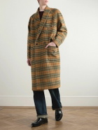 CELINE - Double-Breasted Checked Wool Coat - Brown