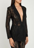 Norma Kamali Floral Guipure Lace Jacket Black
