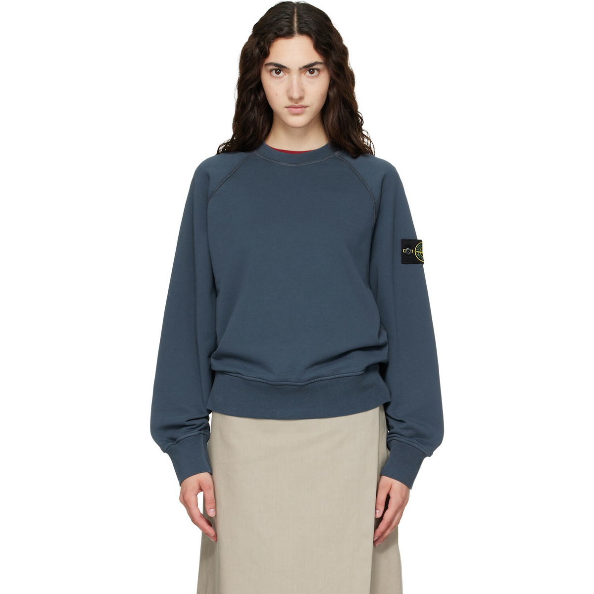 Stone Island Navy 6100008 Organic Cotton Fleece Sweatshirt