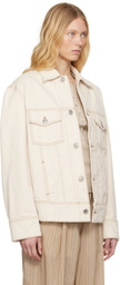 AMI Paris Off-White Cotton 'AMI Paris' Trucker Denim Jacket