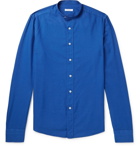 Boglioli - Slim-Fit Grandad-Collar Striped Cotton Oxford Shirt - Men - Blue