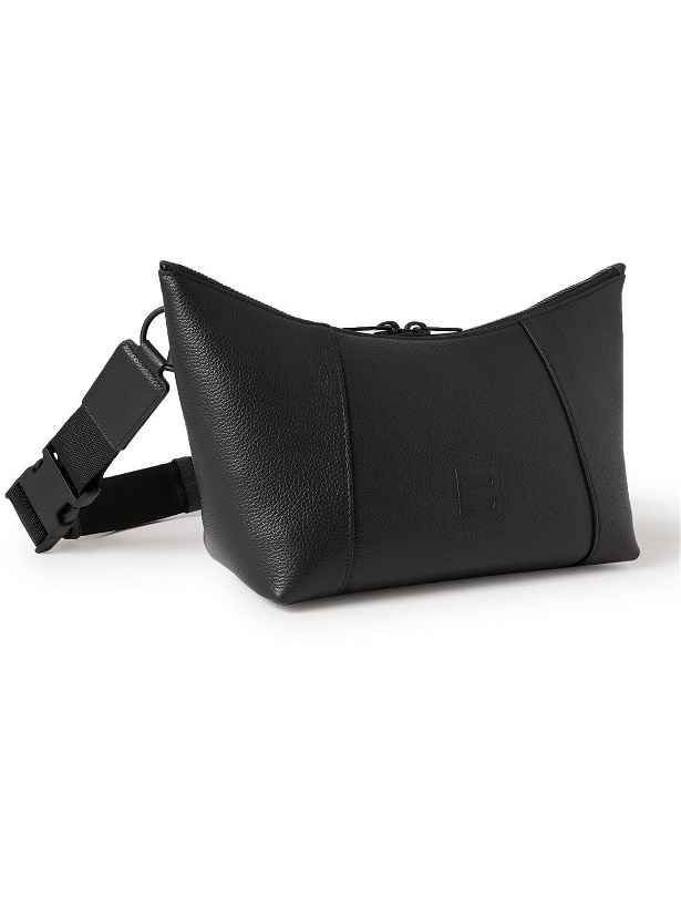 Photo: Balenciaga - Hourglass XL Logo-Embellished Full-Grain Leather Belt Bag