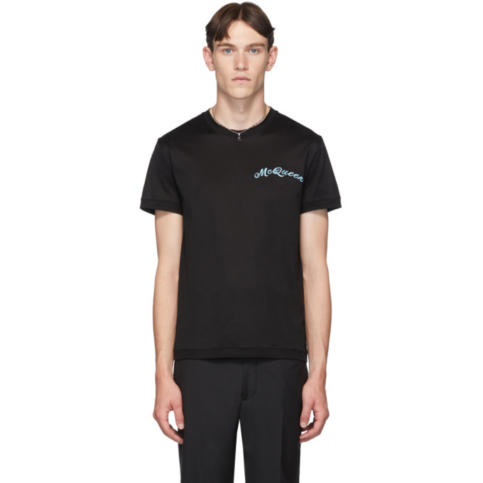 Photo: Alexander McQueen Black Embroidered Logo T-Shirt