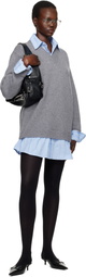 Balenciaga Gray Layered Shirt V-Neck Sweater