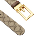 Gucci Men's G Cube GG Supreme Belt in Gold/Beige