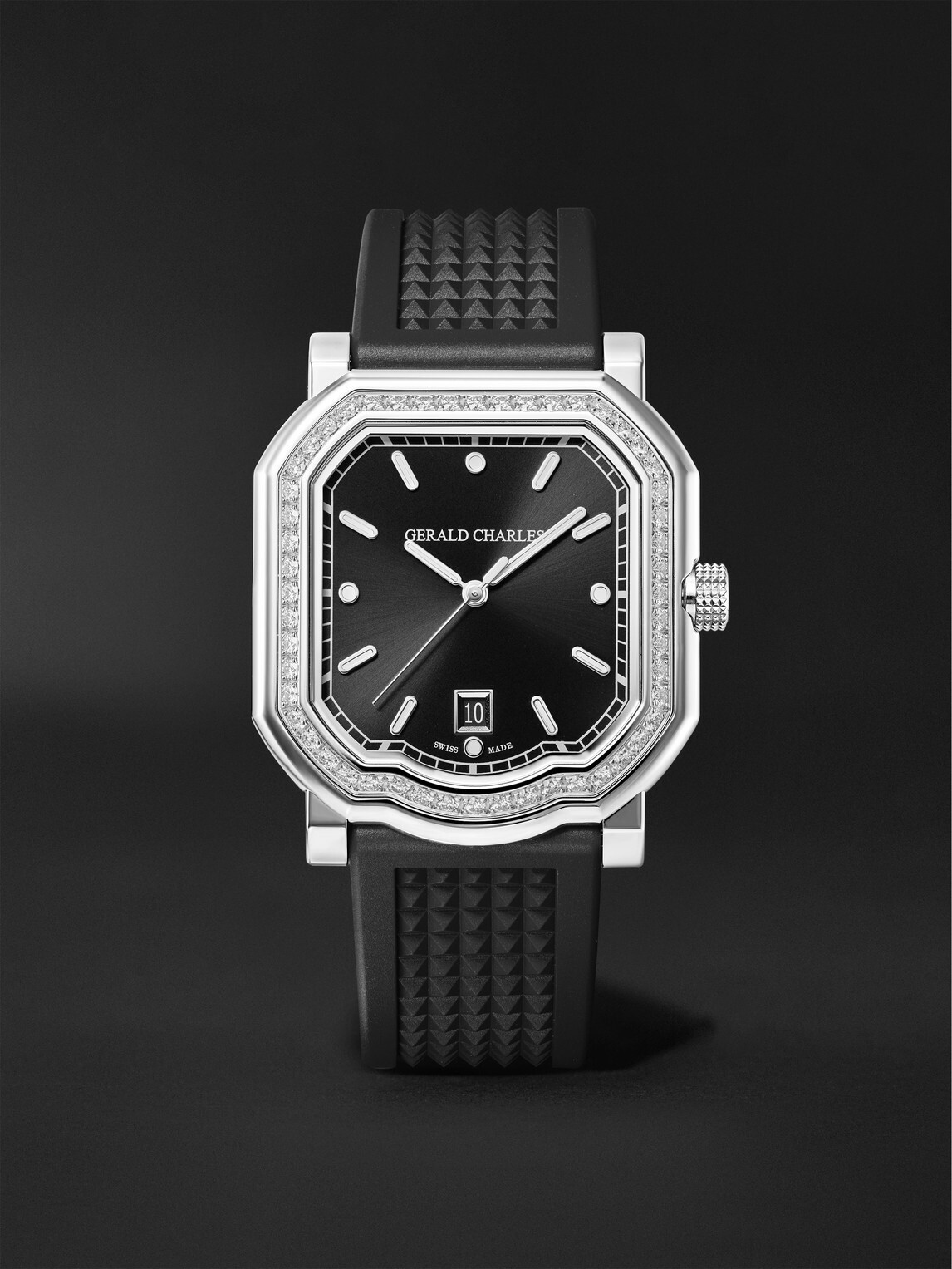 Gerald Charles - Maestro 2.0 Ultra-Thin Automatic 39mm Stainless Steel, Diamond and Rubber Watch, Ref. No. GC2.0-A-DIA-00