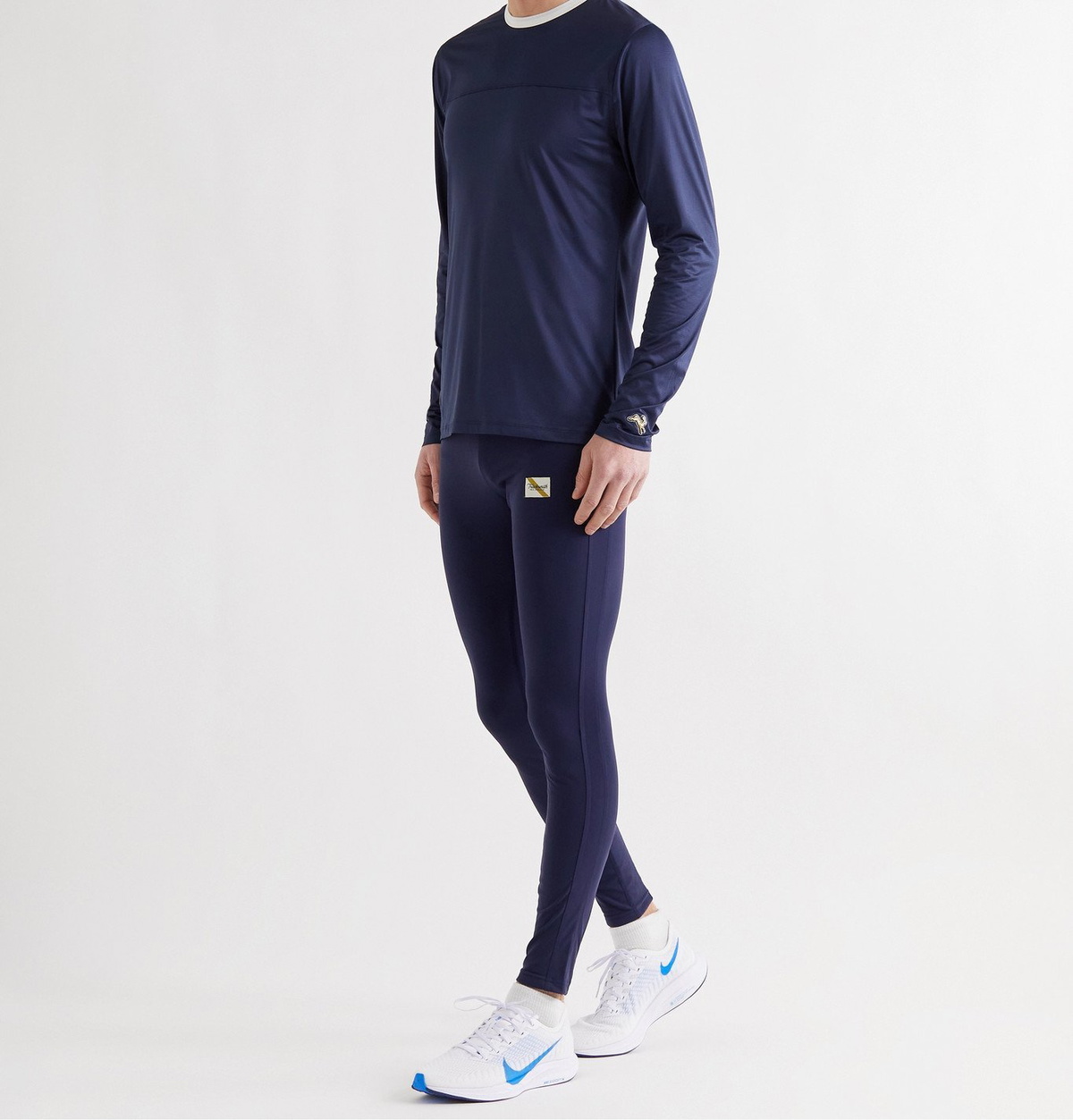 TRACKSMITH - Twilight Slim-Fit Logo-Appliquéd Stretch-Mesh T-Shirt - Blue  Tracksmith