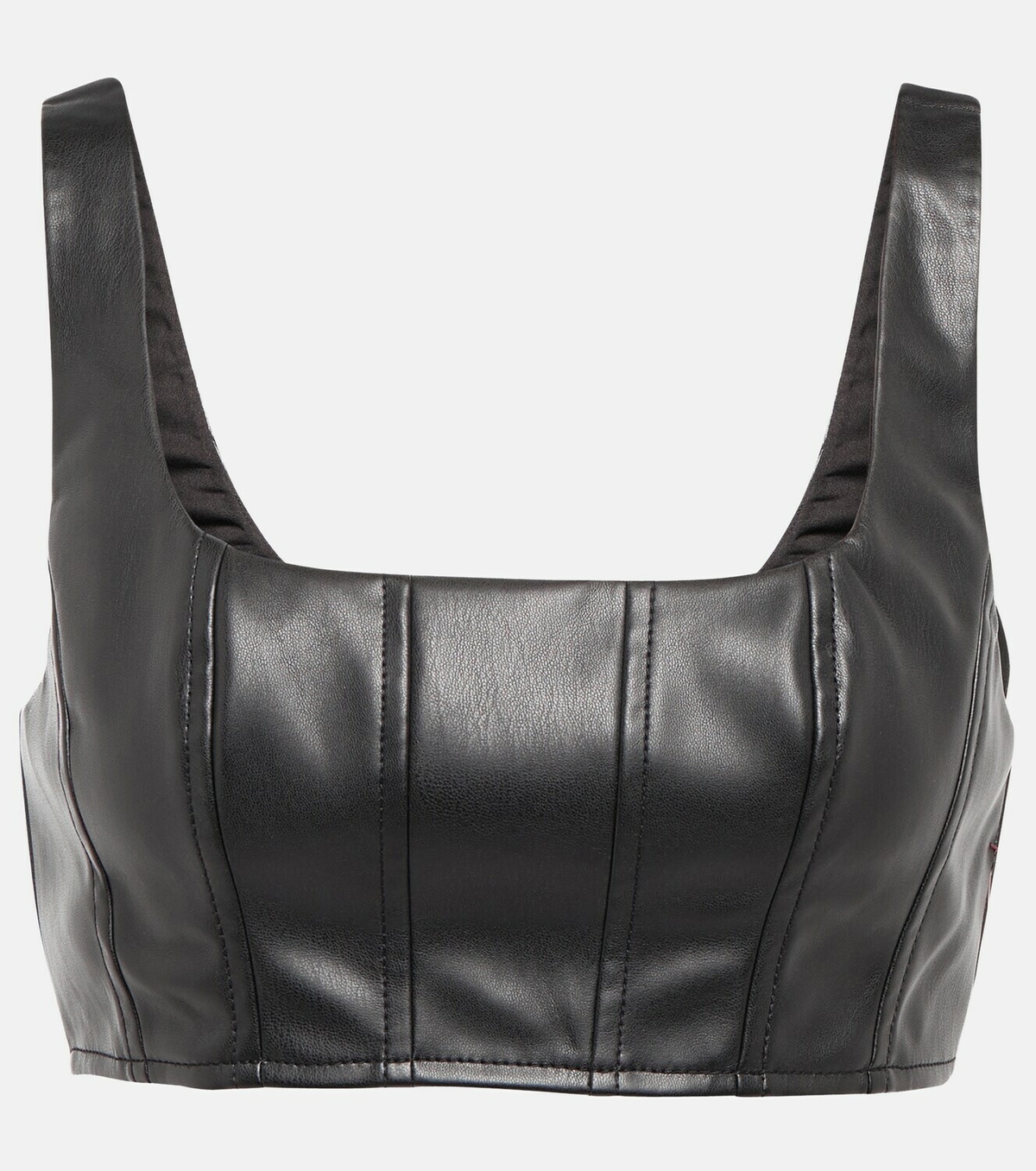 Staud - Wells cropped leather-effect top