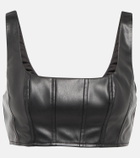 Staud - Wells cropped leather-effect top