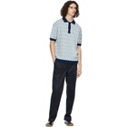 King and Tuckfield SSENSE Exclusive Blue Wool Textured Polo