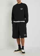 Kidwest Script Logo-print Cotton Shorts Black
