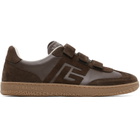 BALMAIN Brown 'Balmain Swan' Suede Sneakers