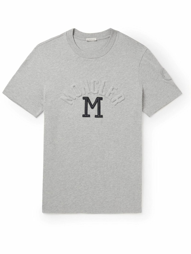 Photo: Moncler - Logo-Appliquéd Cotton-Jersey T-Shirt - Gray