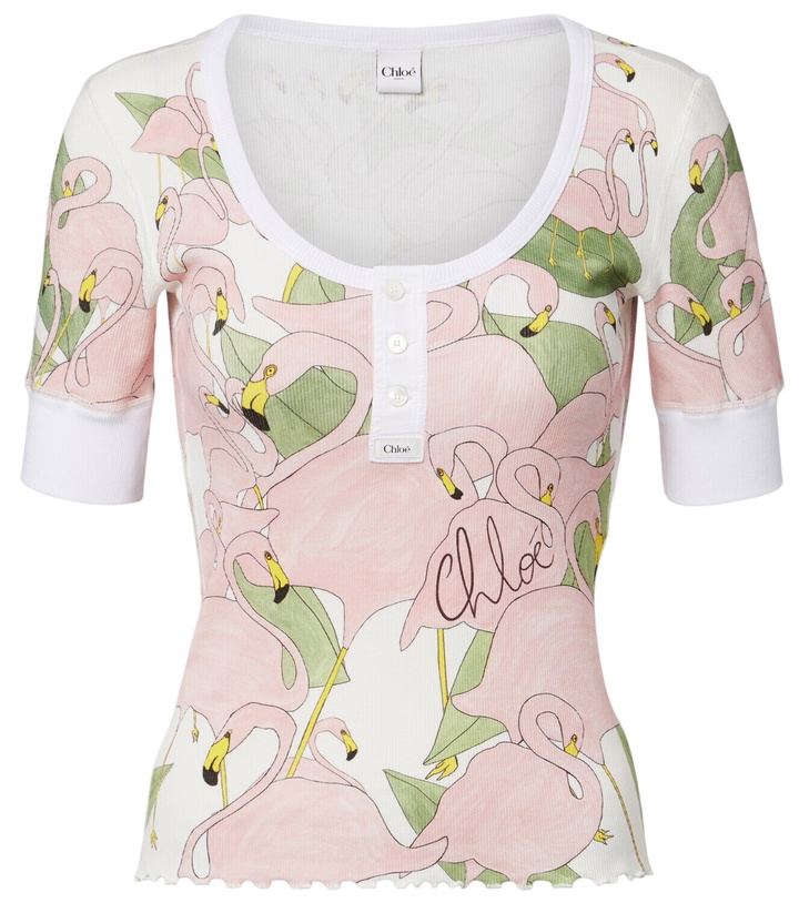 Photo: Chloé Printed cotton-blend Henley shirt